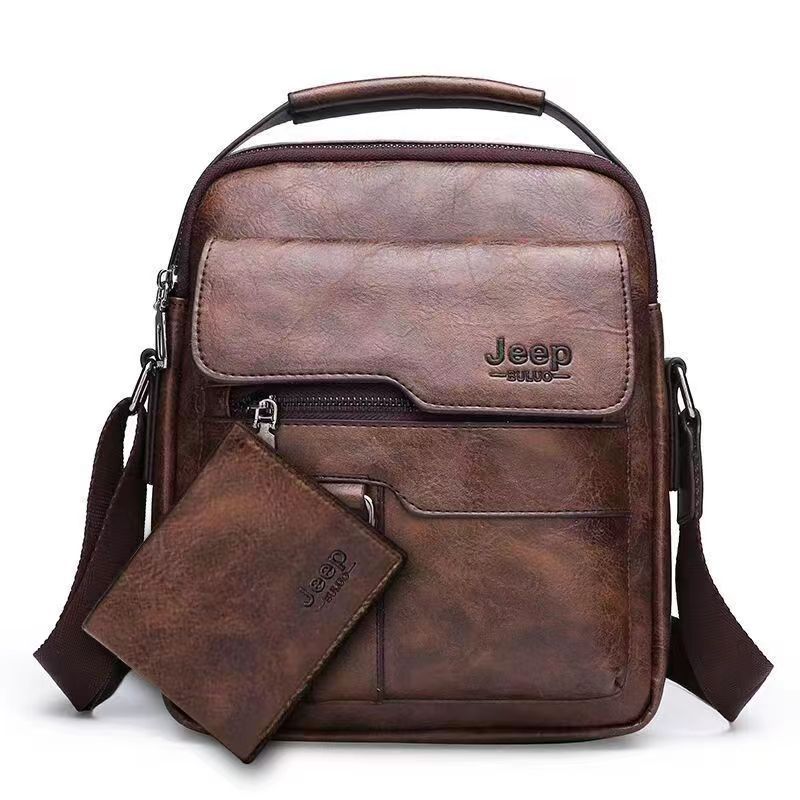 Bolsa Masculina Jеер de Couro + Carteira de Couro Brinde