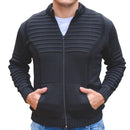 Casaco Masculino de Lã Tricot com Zíper e Bolsos