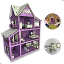 Casinha de Boneca em MDF – 19 Móveis e Parquinho Infantil Completo