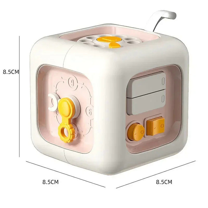 Cubo Montessori 6 em 1 – Brinquedo Educativo Sensorial para Habilidades Motoras de Bebês