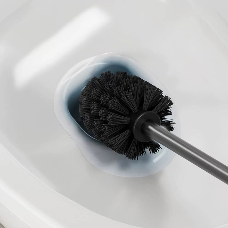 Escova Sanitária com Suporte de Parede – Design Inoxidável para Limpeza de Banheiro