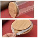 Kit 6 Potes de Vidro Redondos 160ml – Porta Temperos e Mantimentos em Borossilicato com Tampa de Bambu