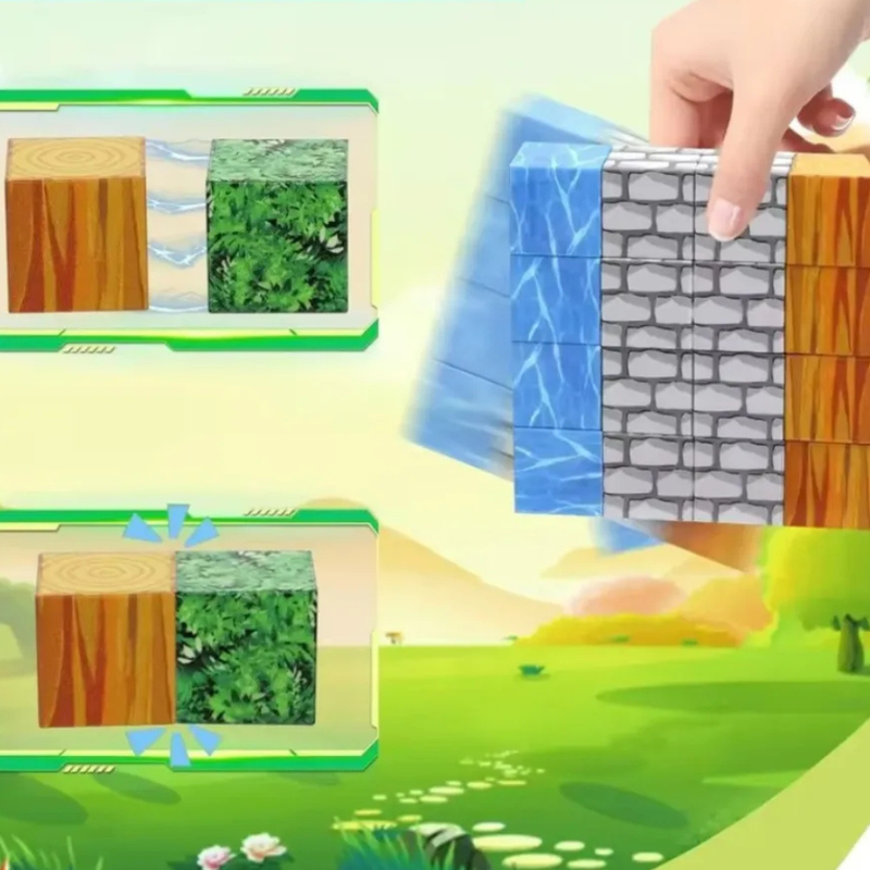 Kit de Blocos Magnéticos Infantil 100 Peças – Construção Criativa Estilo Minecraft Educativo