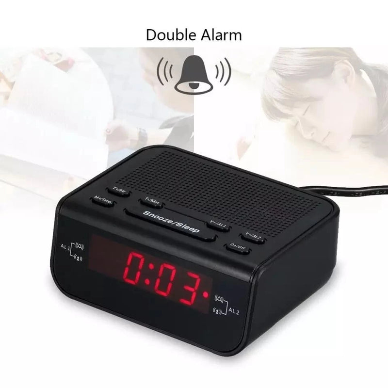 Rádio Relógio Digital de Mesa com Alarme Bivolt 110/220V