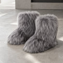 Bota Feminina Pele De Raposa Peluda Inverno 6