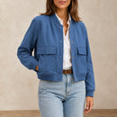 Jaqueta Bomber Feminina Decote V Azul