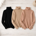 Kit 3 Blusas Tricot Feminina Gola Alta Canelada Basica 10