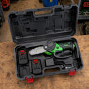Mini Motosserra Elétrica Sem Fio Portátil 4 Polegadas - Bivolt com 2 Baterias e Maleta
