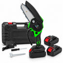 Mini Motosserra Elétrica Sem Fio Portátil 4 Polegadas - Bivolt com 2 Baterias e Maleta