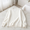Pulover Feminino Caxemira Decote V Rendado Inverno 2