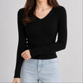 sueter-feminino-trico-decote-v-slim-pulover-coreano-manga-longa-para-outono-e-inverno-cor-02-preto