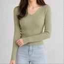 sueter-feminino-trico-decote-v-slim-pulover-coreano-manga-longa-para-outono-e-inverno-cor-06-caqui