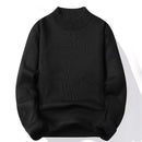 Suéter Masculino Gola Alta Mock Neck - Tricô Liso Casual Pulôver Manga Longa para Outono e Inverno